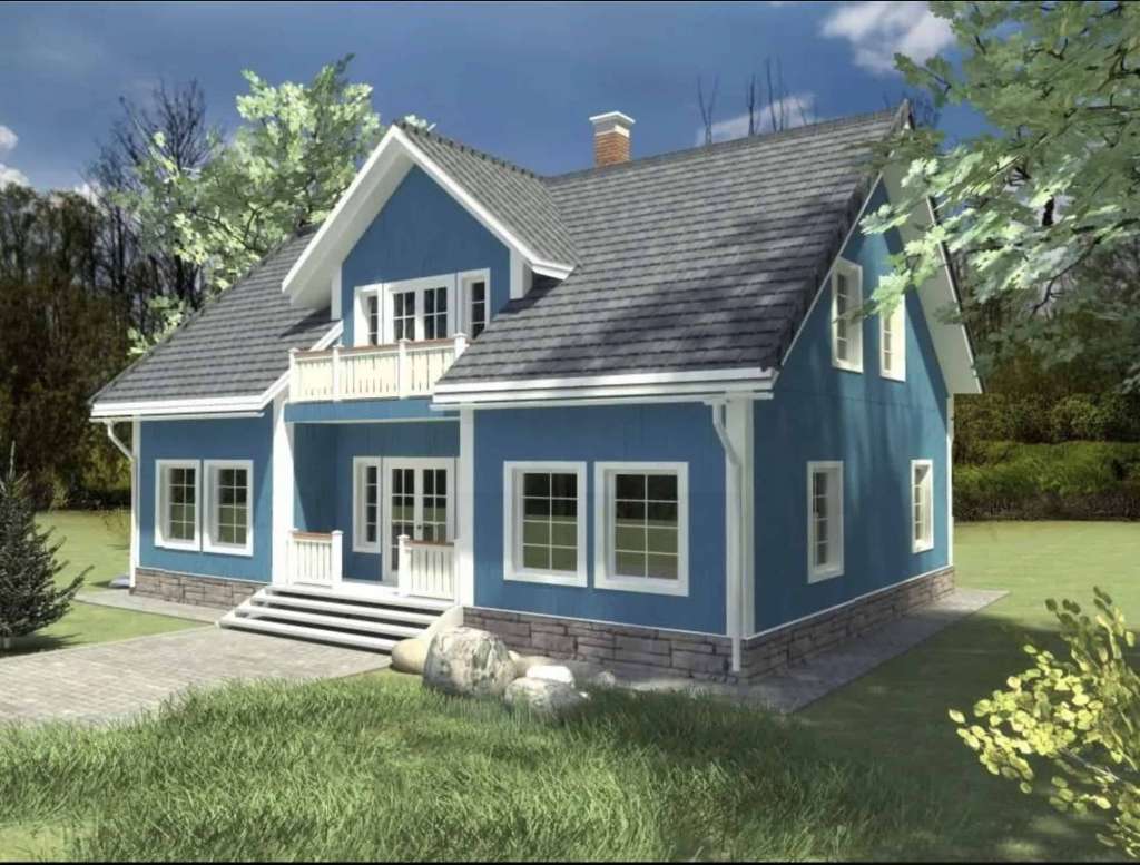 woodec prefabricated house 182 - pitched roof shape, offer this panel-built house a traditional look