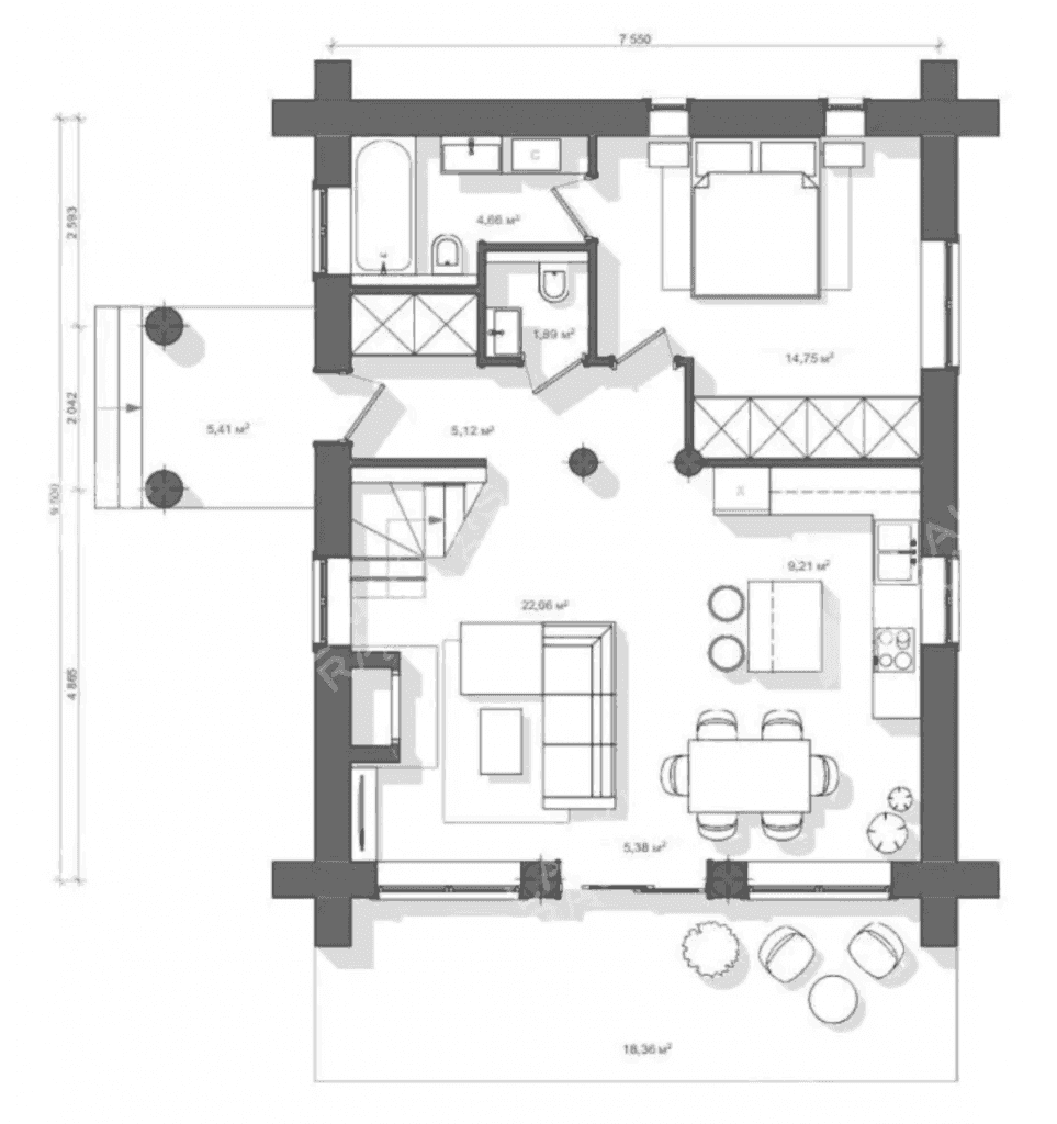 Bulgaria model’s layout has an open kitchen