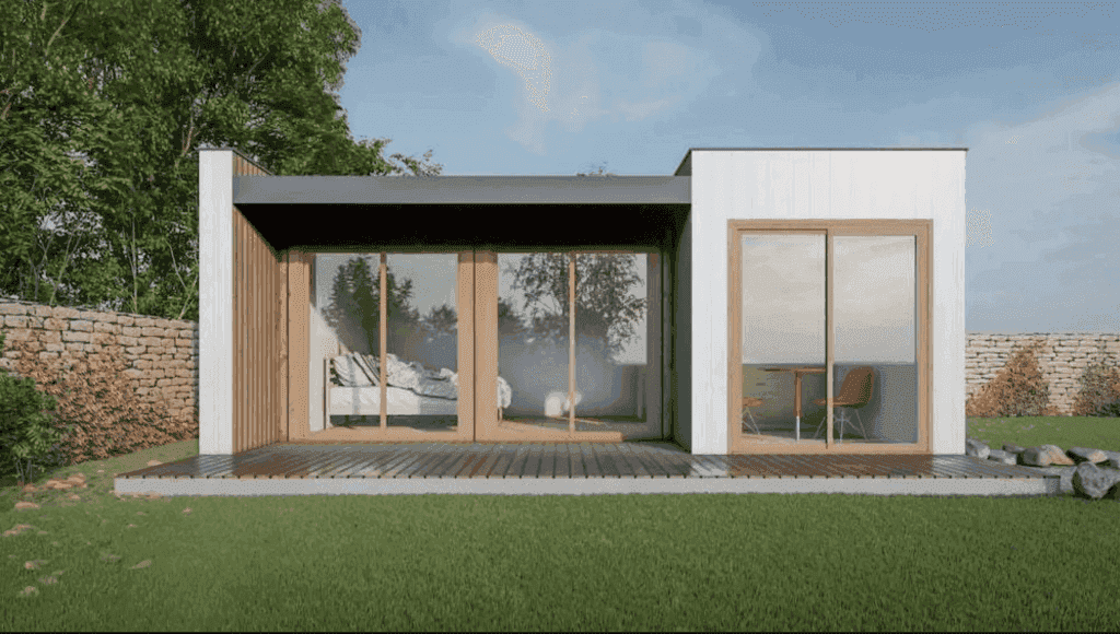 The Hereford prefab model is assembled on permanent foundations