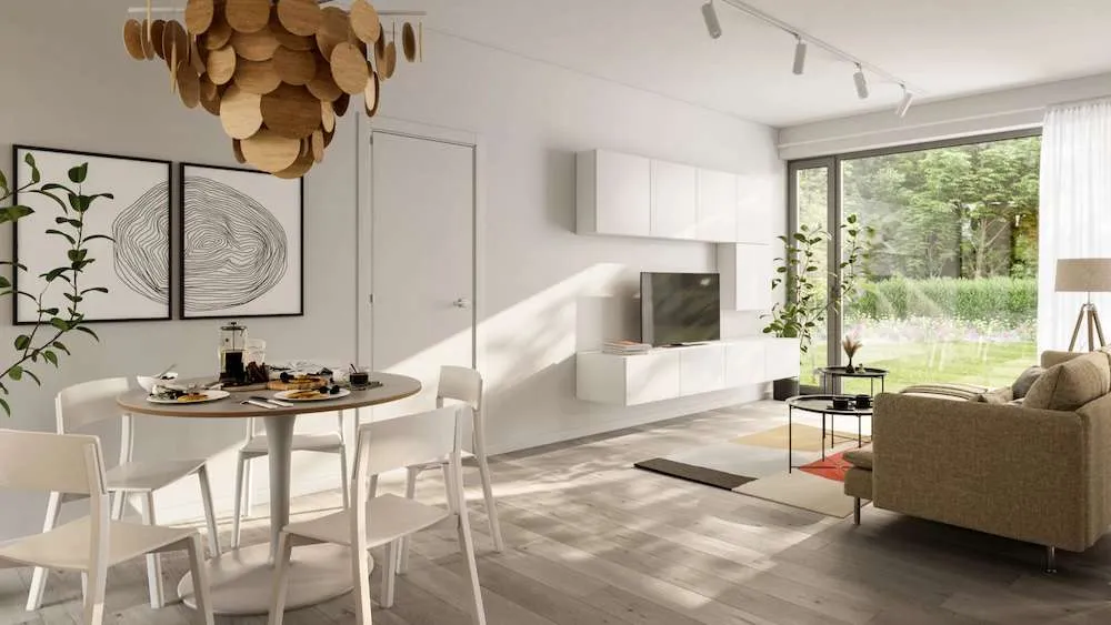 vm modul 100 interior de casa prefabricada mostrando salón y comedor