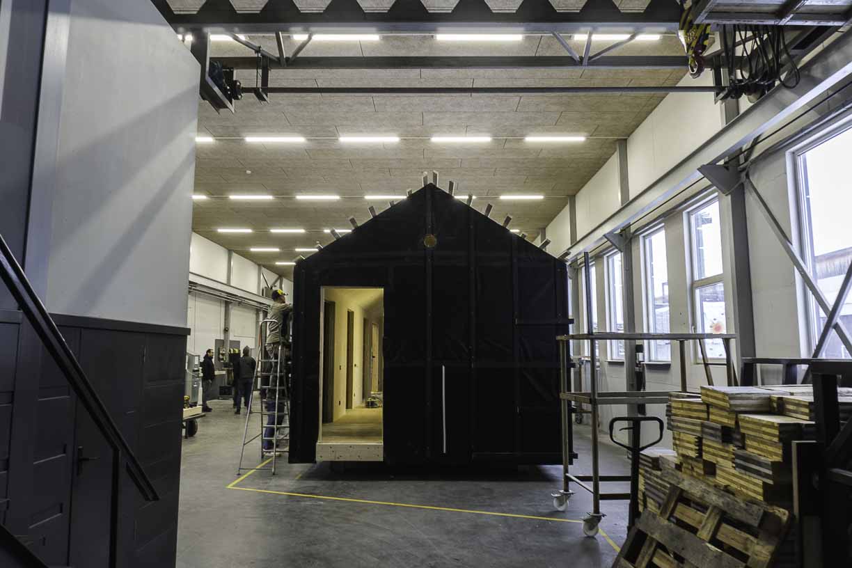 NordCabin. A clean and pleasant factory work environment in Latvia, even under the snow.