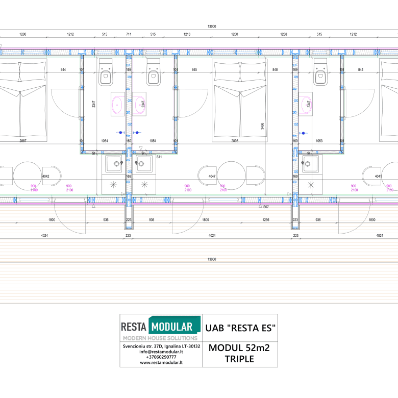 Modul 52 m² Triple House