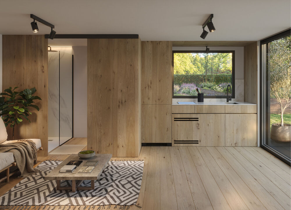 nook-prefab-nook-double-05 NOOK Double — Garden Room, Sloped Roof & Porch