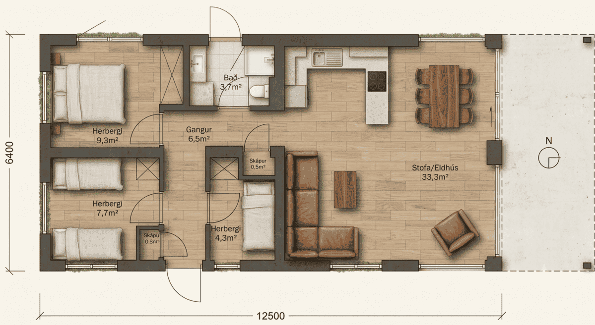 B1_Ifloor plan-2-3-2-2 Nord Island B1