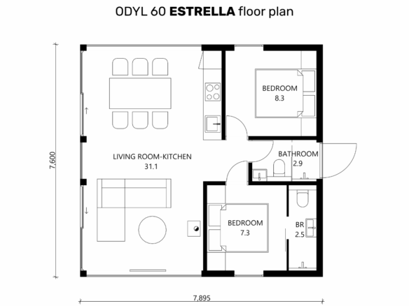 ODYL 60 2 CHAMBRES (3 plans d’étage)