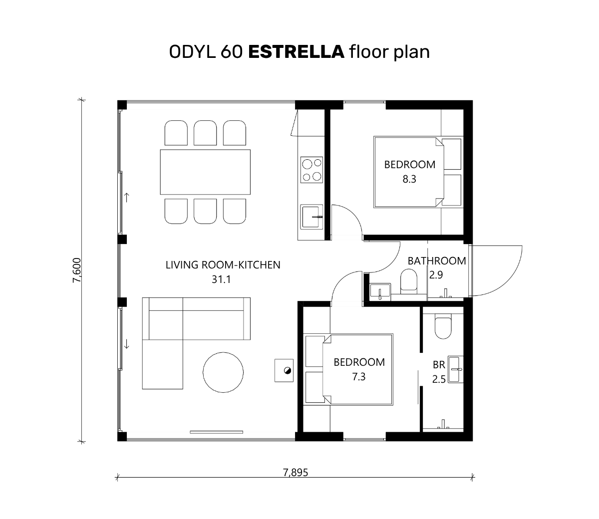 60 ESTRELLA (2Bath) ODYL 60 2 CHAMBRES (3 plans d’étage)
