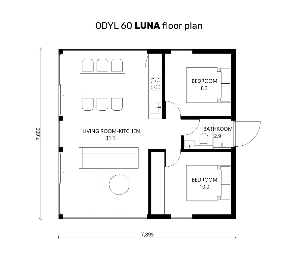 60 LUNA ODYL 60 2 CHAMBRES (3 plans d’étage)